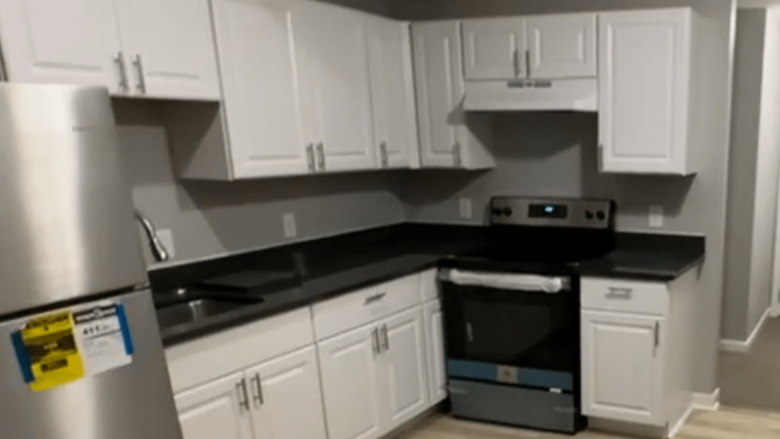 kitchen counter and cabinets