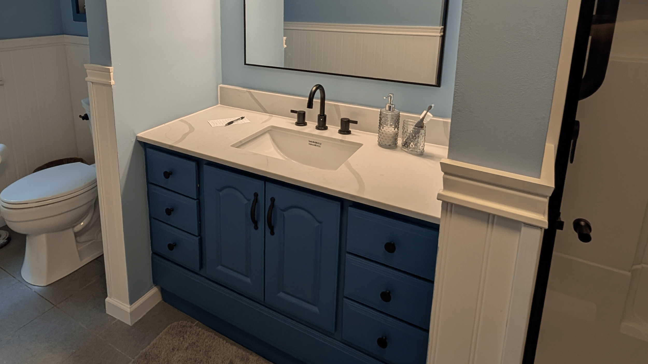 blue bathroom vanity